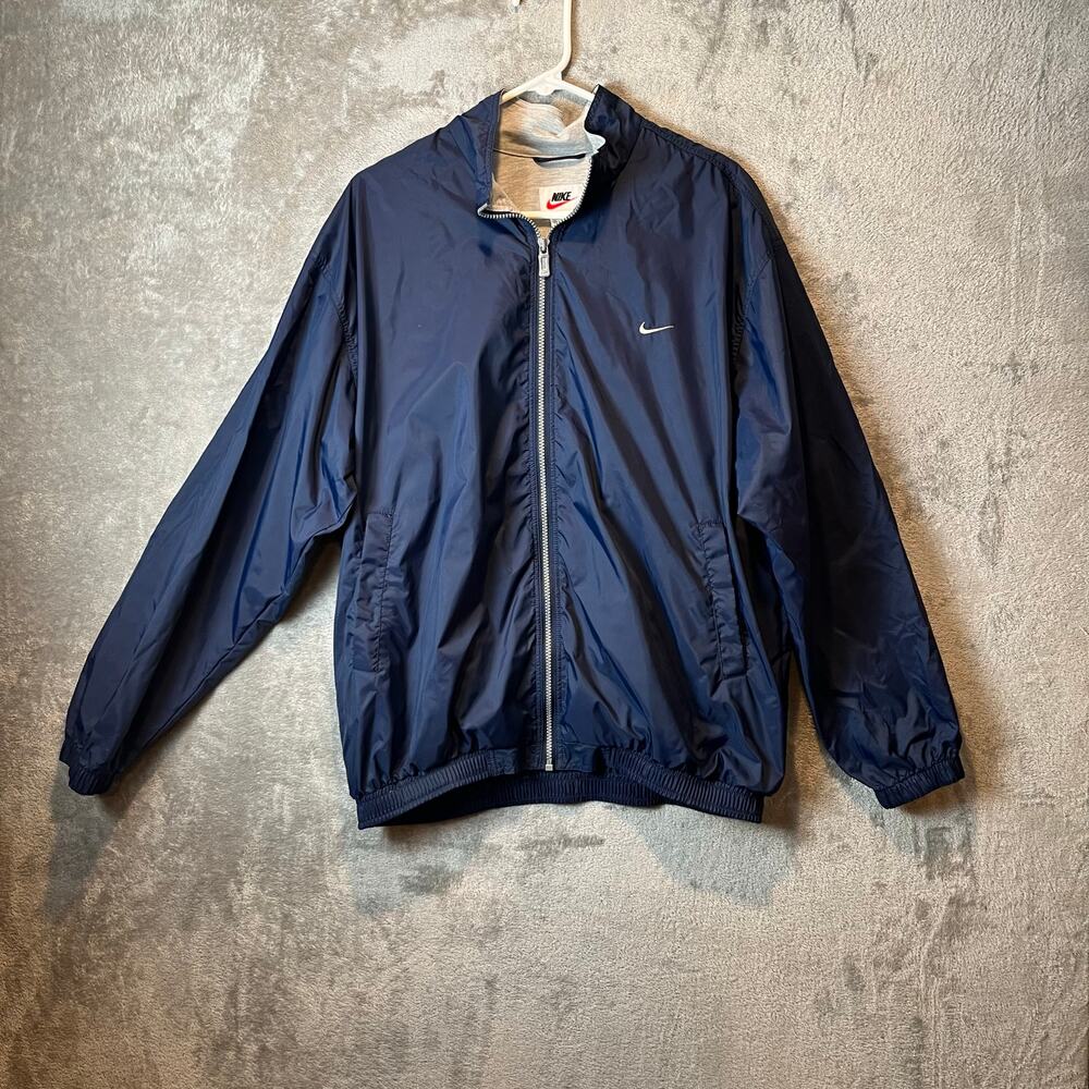 Vintage Nike Windbreaker Nylon Jacket Navy Y2K 90s Streetwear Swoosh Logo XL